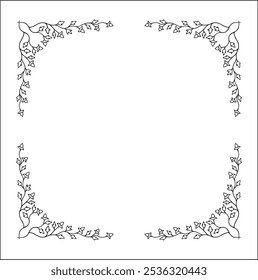 Elegant vector round decorative frame, vegetal ornamental frame , decorative border, corners. Isolated vector illustration.	