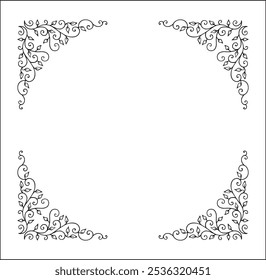 Elegante marco decorativo redondo de Vector, marco ornamental vegetal, borde decorativo, esquinas. Ilustración vectorial aislada.	