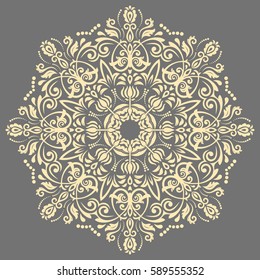 Elegant vector round golden ornament in classic style. Abstract traditional pattern with oriental elements, Classic vintage pattern