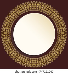 Elegant vector round volume golden ornament in classic style. Abstract traditional pattern with oriental elements. Classic vintage pattern