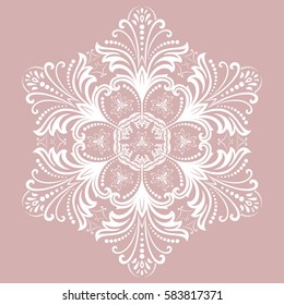 Elegant vector round white ornament in classic style. Abstract traditional pattern with oriental elements, Classic vintage pattern