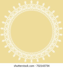 Elegant vector round white ornament in classic style. Abstract traditional pattern with oriental elements. Classic vintage pattern