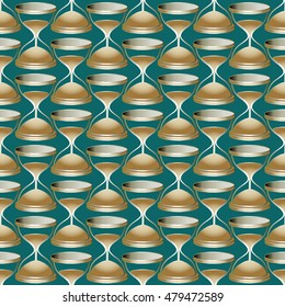 Elegant vector seamless pattern background wallpaper illustration with vintage decorative antique sand glass. Endless stylish texture.