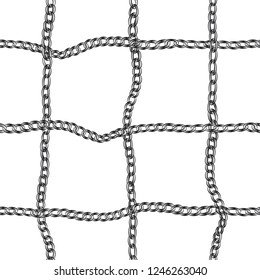 Elegant vector seamless pattern with realistic silver chains on a white background