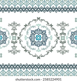 Elegant vector set of ornamental borders and floral elements for vintage decorative design