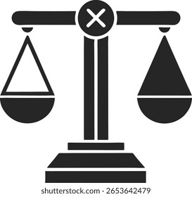 Elegante silueta de Vector de una escala de equilibrio que representa la justicia y la equidad