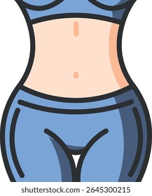 Elegant Vector Silhouette of Defined Female Abdomen