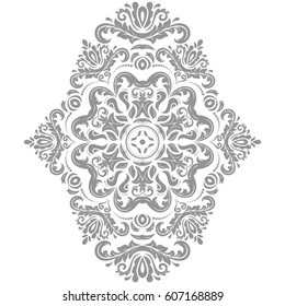 Elegant vector silver ornament in classic style. Abstract traditional pattern with oriental elements. Classic vintage pattern