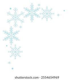 Elegant vector snowflakes border frame ideal for festive designs and holiday projects. Capture the magic of winter Christmas.