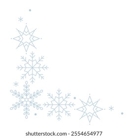 Elegant vector snowflakes border frame ideal for festive designs and holiday projects. Capture the magic of winter Christmas.