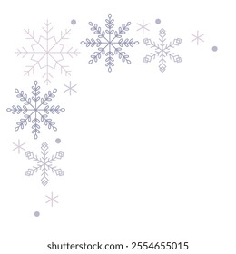 Elegant vector snowflakes border frame ideal for festive designs and holiday projects. Capture the magic of winter Christmas.