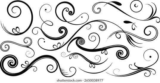 Elegant vector swirls and flourishes design elements