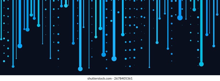 Elegante fondo de tecnología de Vector con líneas de Vertical azul y puntos en la superficie oscura.