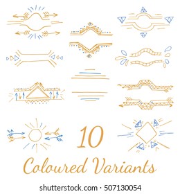 Elegant vector text borders for your business. Bright ethnic design elements for news title, save the day card, invitation, letter and other crafted messages. Easy editable modern illustration.