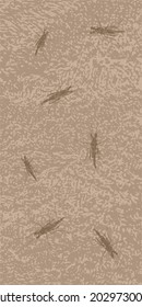Elegant vector texture of soft beige matting with mosquitoes. Abstract vertical background with elements of burlap or matting. Textured paper. Luxury template for your design.