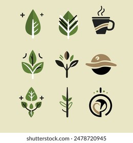 An elegant vector that combines coffee and leaf elements for a warm and eco-friendly feel. Ideal for branding cafes or coffee products, with quality that remains perfect at any size.