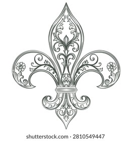 Elegant vector vintage style design with ornamental  fleur de lis
