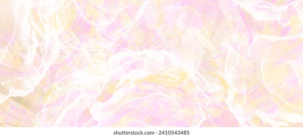 Elegant vector watercolor texture art background. Pink, white and yellow modern alcohol ink illustration for cover design, cards, flyers, poster. Hand drawn abstract colorful painted template.
