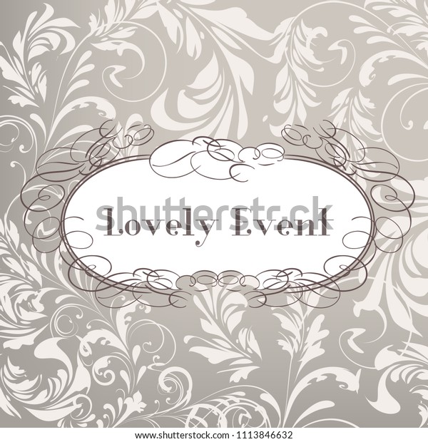Elegant vector wedding invitation with swirls and\
frame in classic vintage\
style