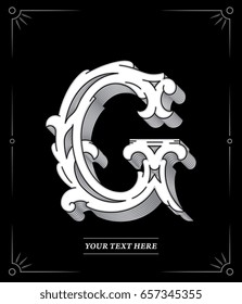 Elegant vector white letter G on a black background