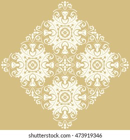 Elegant vector white ornament in the style of barogue. Abstract traditional pattern with oriental elements
