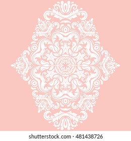 Elegant vector white ornament in the style of barogue. Abstract traditional pattern with oriental elements