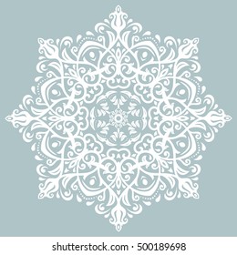 Elegant vector white round ornament in classic style. Abstract traditional pattern with oriental elements