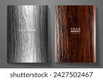 Elegant vector wood texture set with tree bark for cover design. Modern textured 3d background collection for invitation, brochure, booklet, flyer, note book, menu. Luxury premium render background.