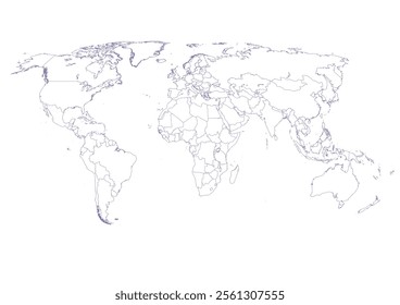 Elegant Vector World Map Outline Illustration - Global Design Element