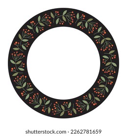 Elegant vector wreath. Floral circle frame, design element for invitations, greeting cards, posters, blogs. Delicate branches and leaves.