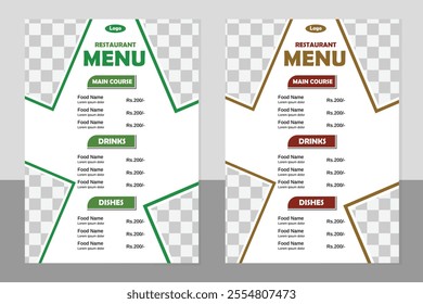 An elegant and versatile food menu design template, perfect for restaurants, cafes, and catering businesses. This visually appealing layout feature