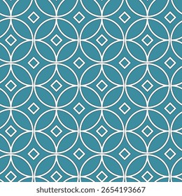 Um elegante e versátil padrão sem emenda com intrincados círculos e diamantes sobrepostos. Ideal para fundos, têxteis, web design e projetos gráficos sofisticados.