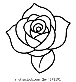 Elegant and versatile, this simple black and white rose vector illustration is ideal for a wide range of design projects.