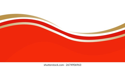 An elegant and vibrant abstract background featuring flowing red waves with accents of metallic gold curves. vector illustration. Eps10