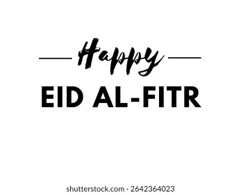 Elegant and vibrant "HAPPY EID AL-FITR" text graphic with festive colors and stylish fonts, perfect for holiday greetings, social media posts, and celebration designs for Eid festivities.
