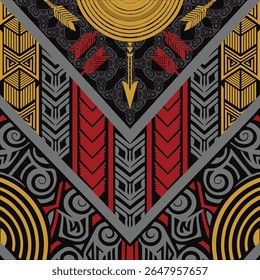 Elegant Vibrant Tribal Jersey Design with Geometric Patterns, abstract Jersey Design for Sports, Modern stylish sport uniform for players. red color t shirt, hoodie, sport background.