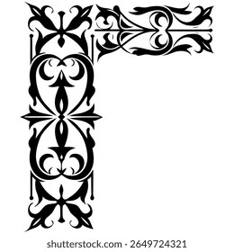 Elegant Victorian Flourish Corner Ornament Design for Decorative Borders and Frames