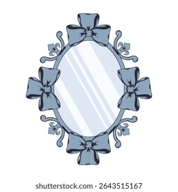 Elegant Victorian retro Frame isolated transparent background. Vector illustration of Coquette antique mirrow. Perfect retro Frame for royal greeting card cover, anniversary plaque. EPS 10