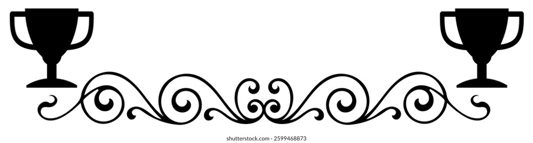 Elegant Victorian swirls with trophy vector for awards, achievements, and decorative elements. Perfect for classic design, certificate templates, and vintage-style projects.