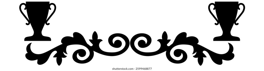 Elegant Victorian swirls with trophy vector for awards, achievements, and decorative elements. Perfect for classic design, certificate templates, and vintage-style projects.