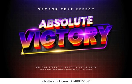 Elegant victory editable vector text effect with modern light concept, suitable for night event.