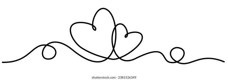 Viñeta elegante, el patrón de la cabecera de encaje. Viñeta de corazones. Flourish vintage Valentines day dibujó una línea de corazón caligráfico. Ilustración caligráfica. Diseño de vacaciones. Decoración de amor de iconos