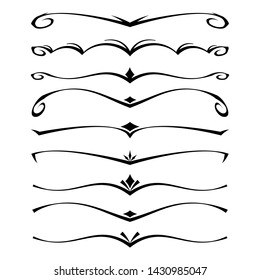 Elegant  vignettes, made in vector. Isolated on the background.Unique swirl borders and dividers for your design.
