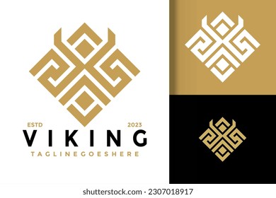 Ilustración de icono del vector del logotipo de Viking Elegante