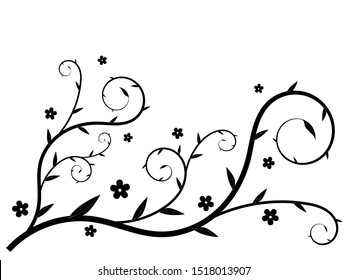 Elegant Vines Flowers Silhouette Vector On Stock Vector (Royalty Free ...