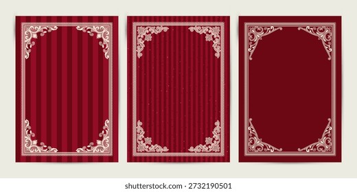 Elegant Vintage A4 Lace Frames. Card or Invitation Vector template