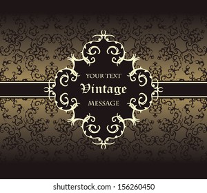 Elegant vintage background with frame and ribbon. Stylish design             