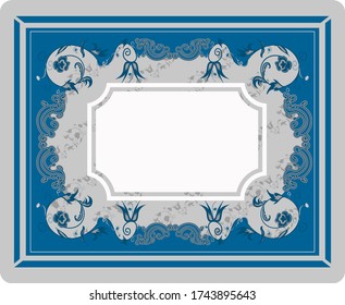 Elegant vintage background template. Vector. Invitation Template. Blue background