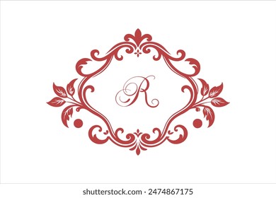 Elegant vintage baroque Victorian frame border, perfect for monogram vector art illustrations. This intricate design captures classic beauty and ornate details, ideal for sophisticated graphic.