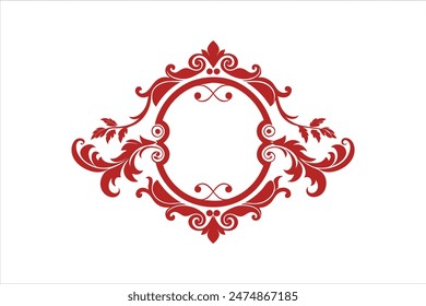 Elegant vintage baroque Victorian frame border, perfect for monogram vector art illustrations. This intricate design captures classic beauty and ornate details, ideal for sophisticated graphic.